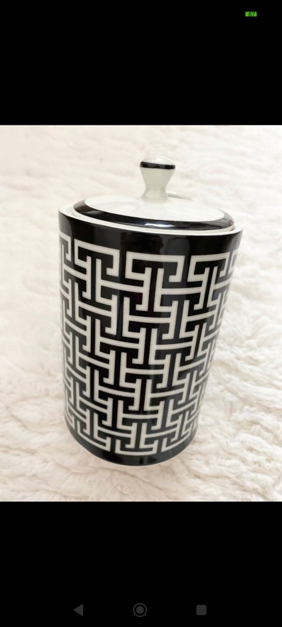 Desenli Siyah Beyaz Kapaklı Kavanoz - Görsel 2