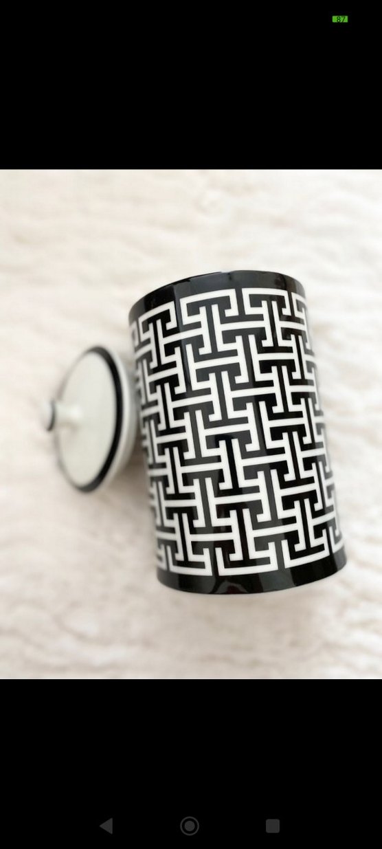 Desenli Siyah Beyaz Kapaklı Kavanoz - Görsel 3