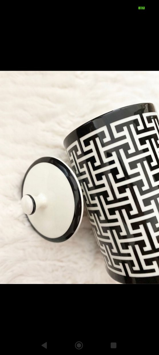 Desenli Siyah Beyaz Kapaklı Kavanoz - Görsel 4