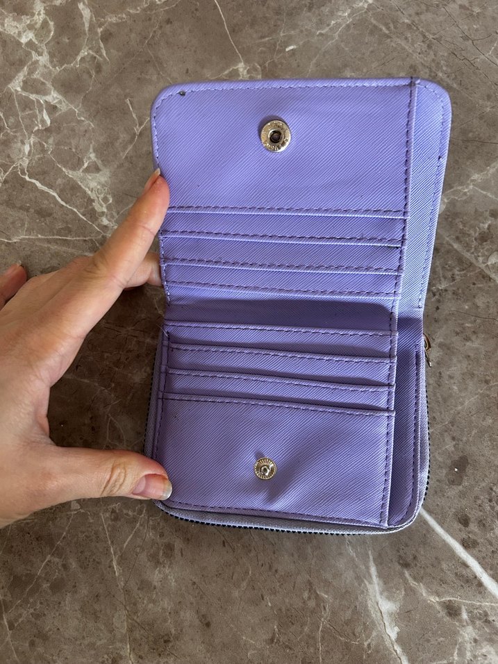 Pastel Mor Deri Kadın Cüzdanı - Görsel 3