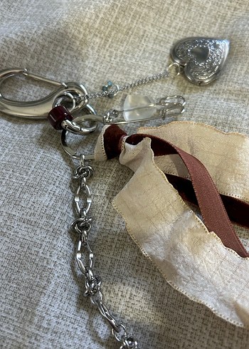 Bej Püsküllü Bohem Kadın Anahtarlık/ çanta charm - Görsel 2