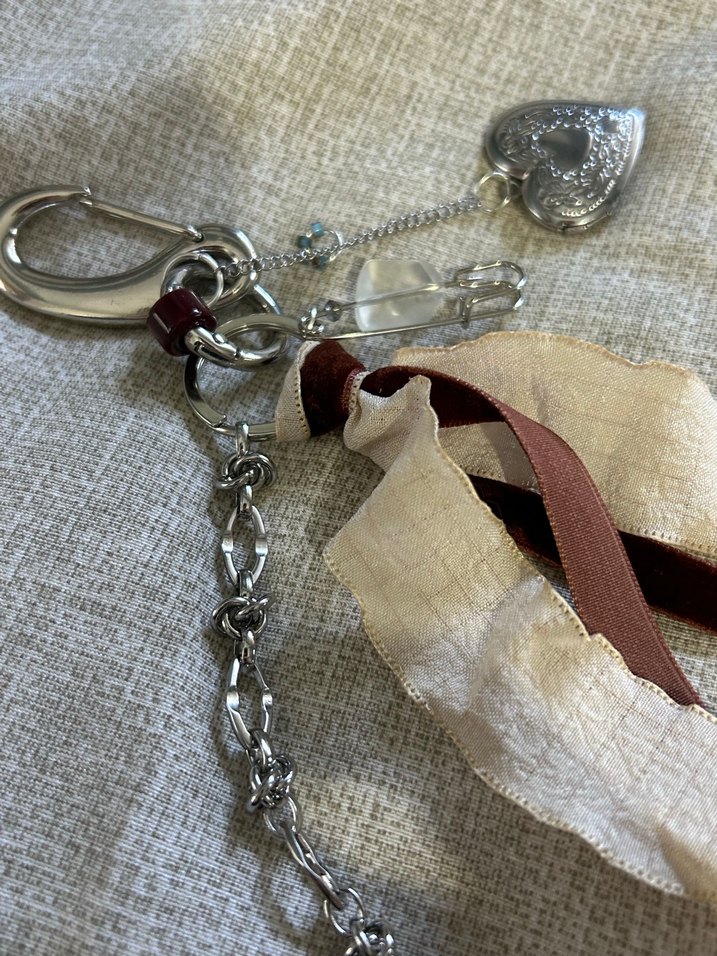 Bej Püsküllü Bohem Kadın Anahtarlık/ çanta charm - Görsel 2