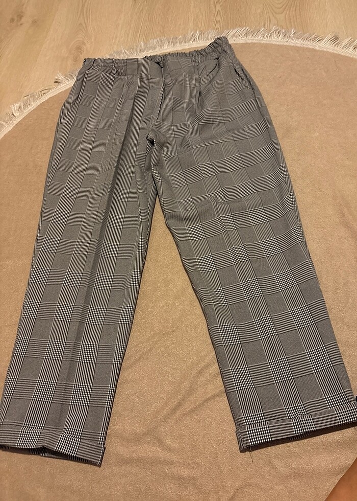 Kareli kumaş pantolon - Görsel 2