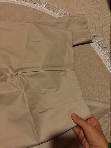 Bej rengi deri pantolon - Görsel 4