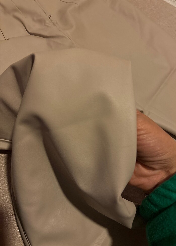 Bej rengi deri pantolon - Görsel 5