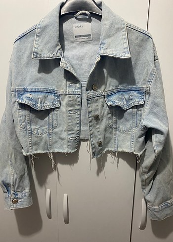 Mavi Kesik Uçlu Denim Ceket