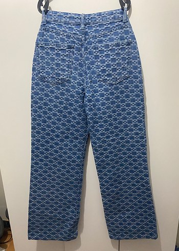 34 Beden mavi Renk Düğmeli Mavi Kadın Denim Pantolon