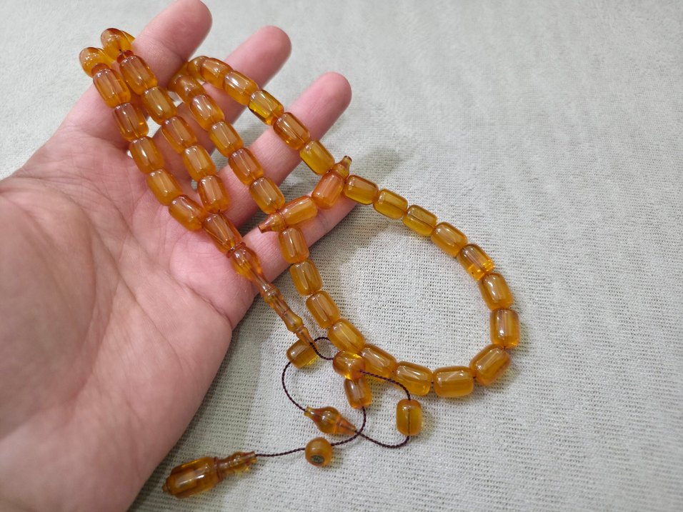 Özel İşçilik Sıkma Kehribar Tesbih - Görsel 3