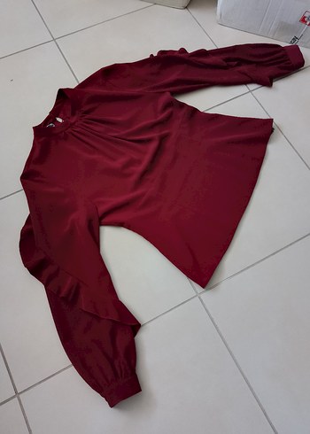 Stradivarius Bordo Yüksek Yakalı Kadın Bluz