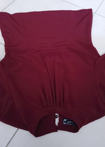 44 Beden bordo Renk Bordo Yüksek Yakalı Kadın Bluz