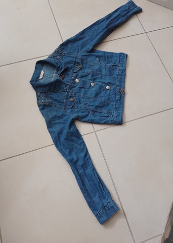 Düğmeli Kadın Kot Ceket, Normal Boy, Mavi