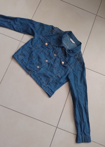 m Beden Düğmeli Kadın Kot Ceket, Normal Boy, Mavi