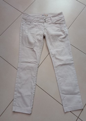 Bej Kadın Denim Pantolon Midi Boy