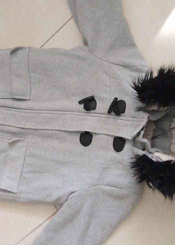 Erkek Çocuk Gri Kürklü Street Wear Kaban - Görsel 8