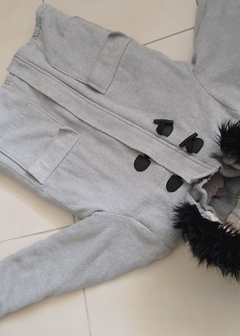 Erkek Çocuk Gri Kürklü Street Wear Kaban - Görsel 9