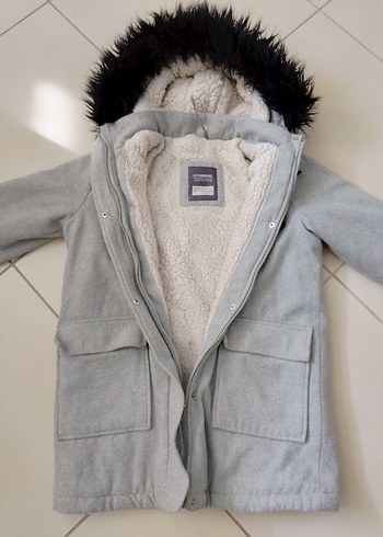 Erkek Çocuk Gri Kürklü Street Wear Kaban - Görsel 4