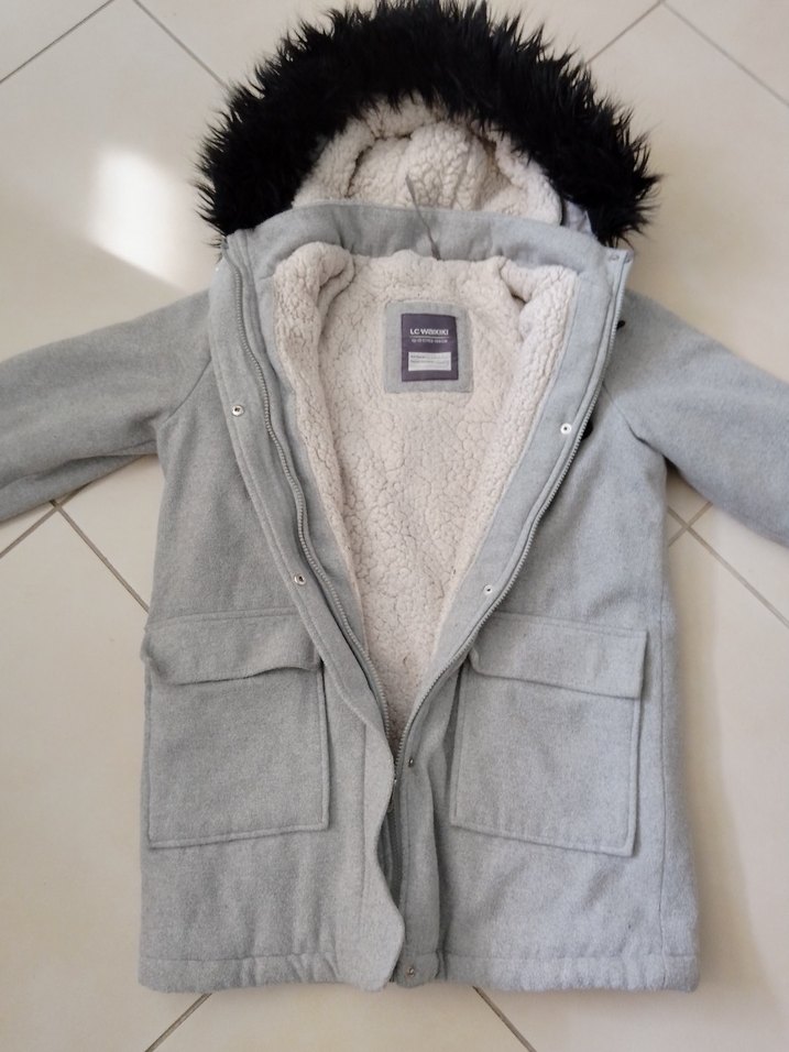 Erkek Çocuk Gri Kürklü Street Wear Kaban - Görsel 3