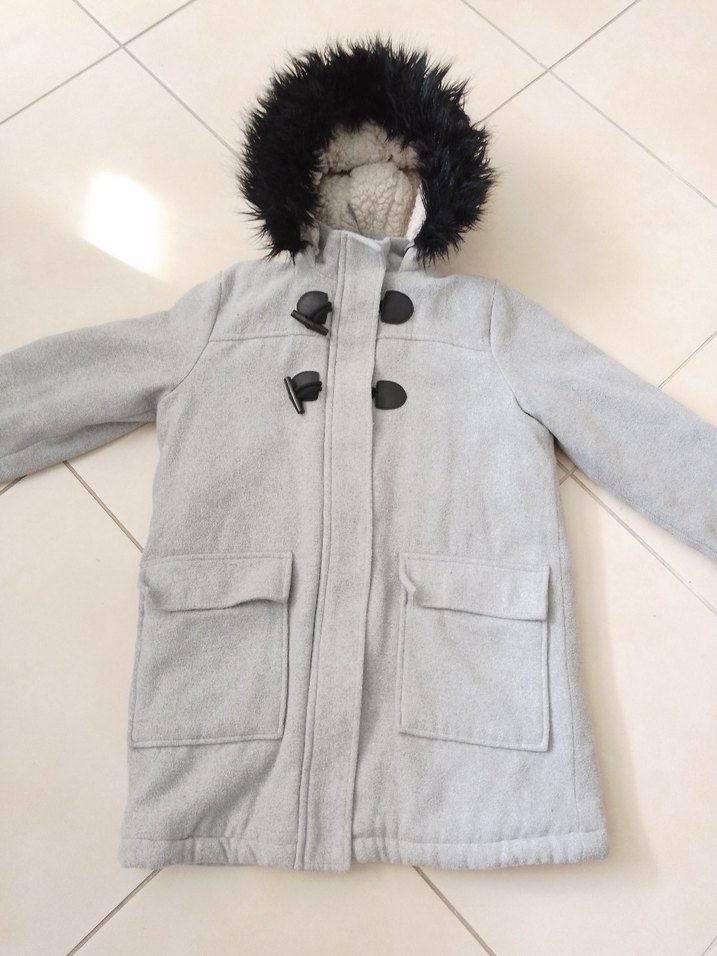 Erkek Çocuk Gri Kürklü Street Wear Kaban - Görsel 2