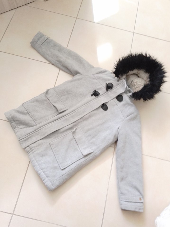 Erkek Çocuk Gri Kürklü Street Wear Kaban - Görsel 5