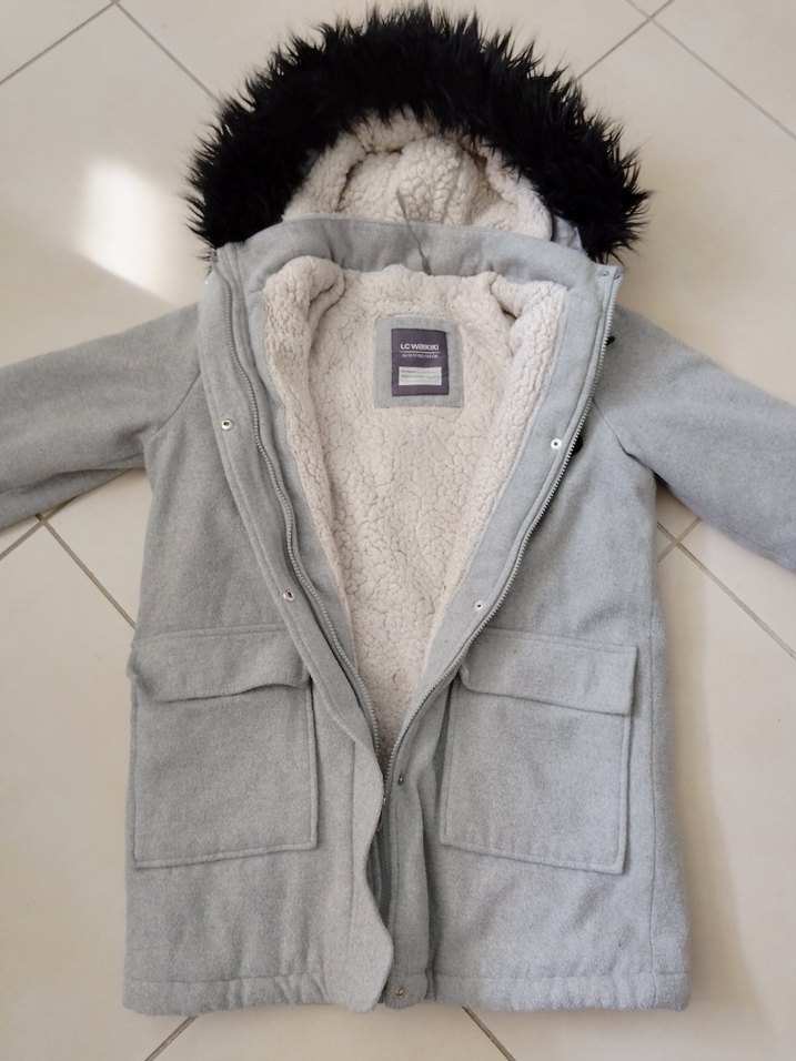 Erkek Çocuk Gri Kürklü Street Wear Kaban - Görsel 4