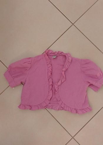 Kız Çocuk Pembe Fırfırlı Kısa Kollu Bolero - Görsel 3