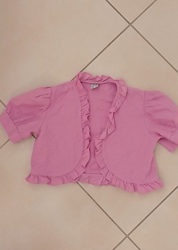 Kız Çocuk Pembe Fırfırlı Kısa Kollu Bolero - Görsel 2