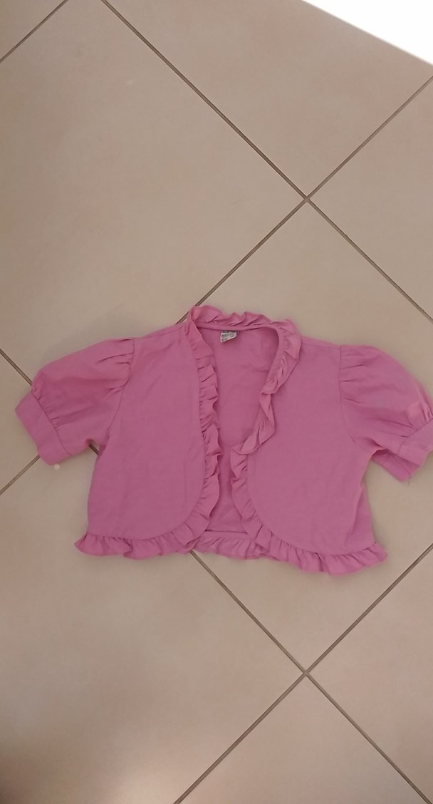 Kız Çocuk Pembe Fırfırlı Kısa Kollu Bolero - Görsel 3