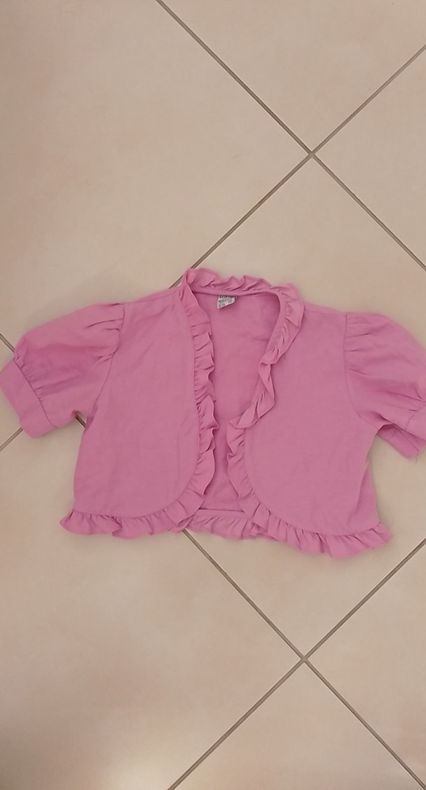 Kız Çocuk Pembe Fırfırlı Kısa Kollu Bolero - Görsel 2