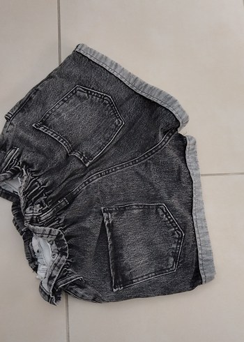 Gri Düğmeli Kadın Denim Şort - Görsel 8