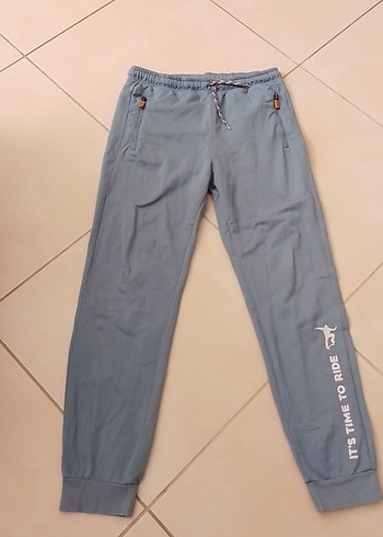12-13 Yaş Beden Gri Baskılı Erkek Çocuk Bol Kesim Denim Pantolon