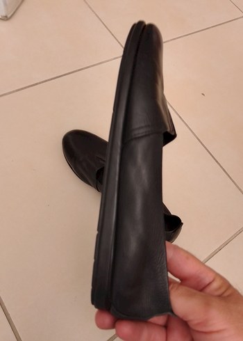 38 Beden siyah Renk Deri Siyah Kadın Dolgu Topuk Babet