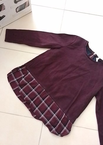 xl Beden Bordo Düğmeli Uzun Kollu Kadın Bluz
