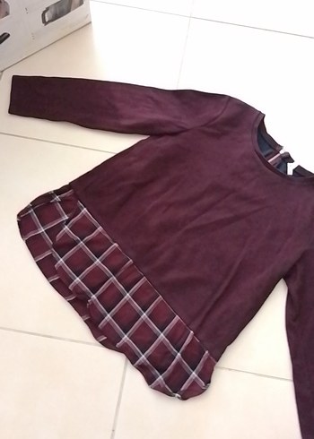 xl Beden bordo Renk Bordo Düğmeli Uzun Kollu Kadın Bluz