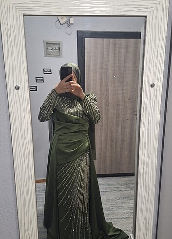 m Beden yeşil Renk Tesettür abiye