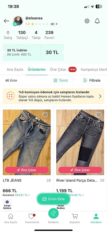 Dolap Hesabı 7/24 satış