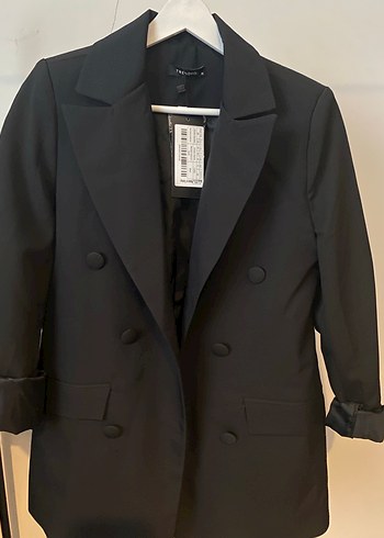 36 Beden siyah Renk Düğmeli Siyah Kadın Blazer Ceket