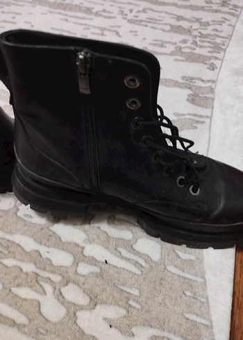 Siyah Deri Platform Topuklu Punk Botlar - Görsel 3