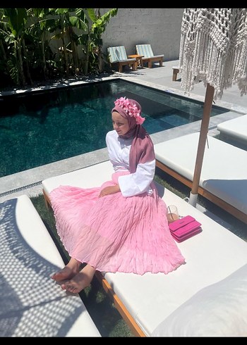 Fred Perry Pembe Pileli Bohem Uzun Etek