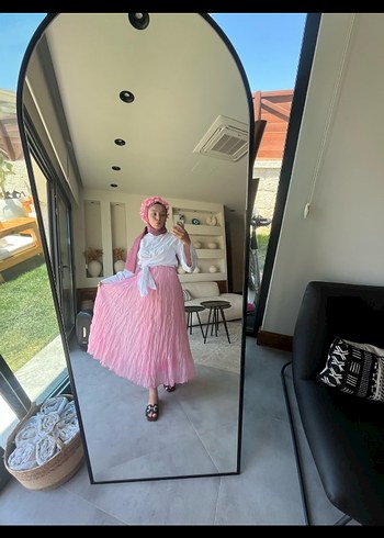 Pembe Pileli Bohem Uzun Etek