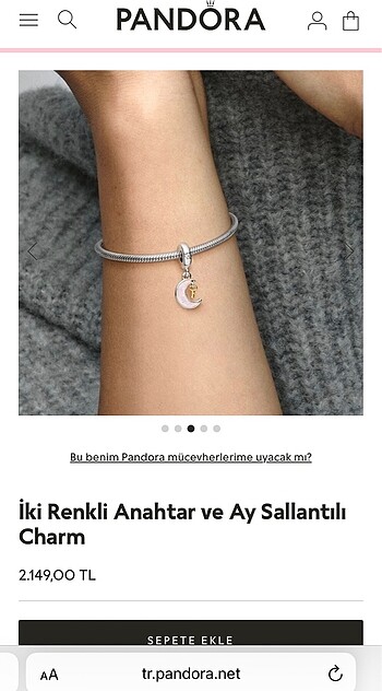 Pandora ay sallantılı charm