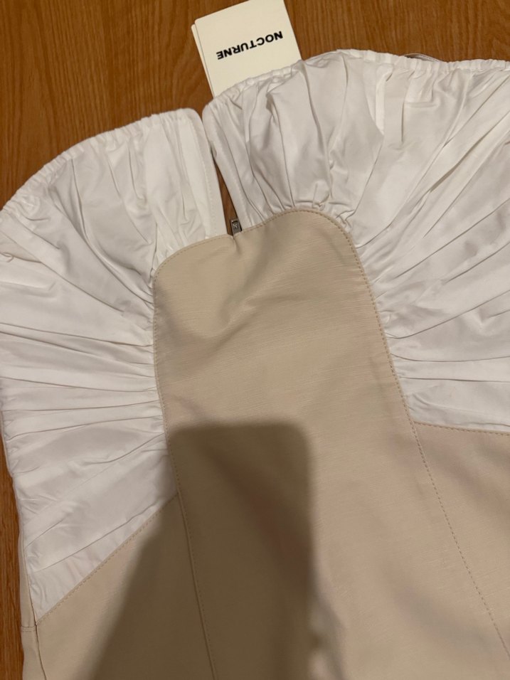 Beyaz Straplez  Midi Elbise - Görsel 2