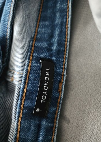 40 Beden mavi Renk Düğmeli Mavi Kadın Denim Pantolon
