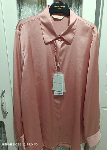 Pierre Cardin Pier Cardin Pembe Midi Uzun Kollu Pliseli Kadın Gömlek