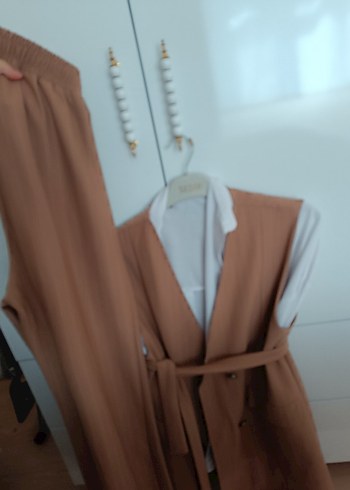 Diğer Camel Renkli Kuşaklı Midi Kadın Takım