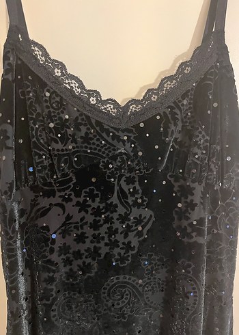 s Beden Dantel Detaylı Siyah Midi Gotik Elbise