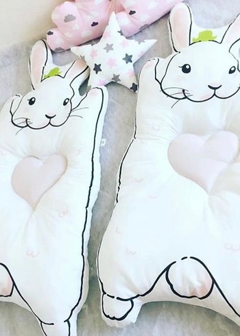 Beyaz Baskılı Çocuk Peluş Uyku Minderi - Görsel 2