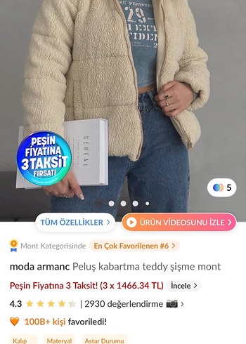 Peluş Kabartmalı Teddy Şişme Mont