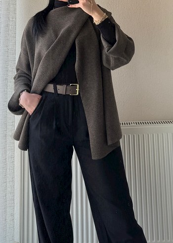 Bej Yün Triko Midi hırka - Görsel 3