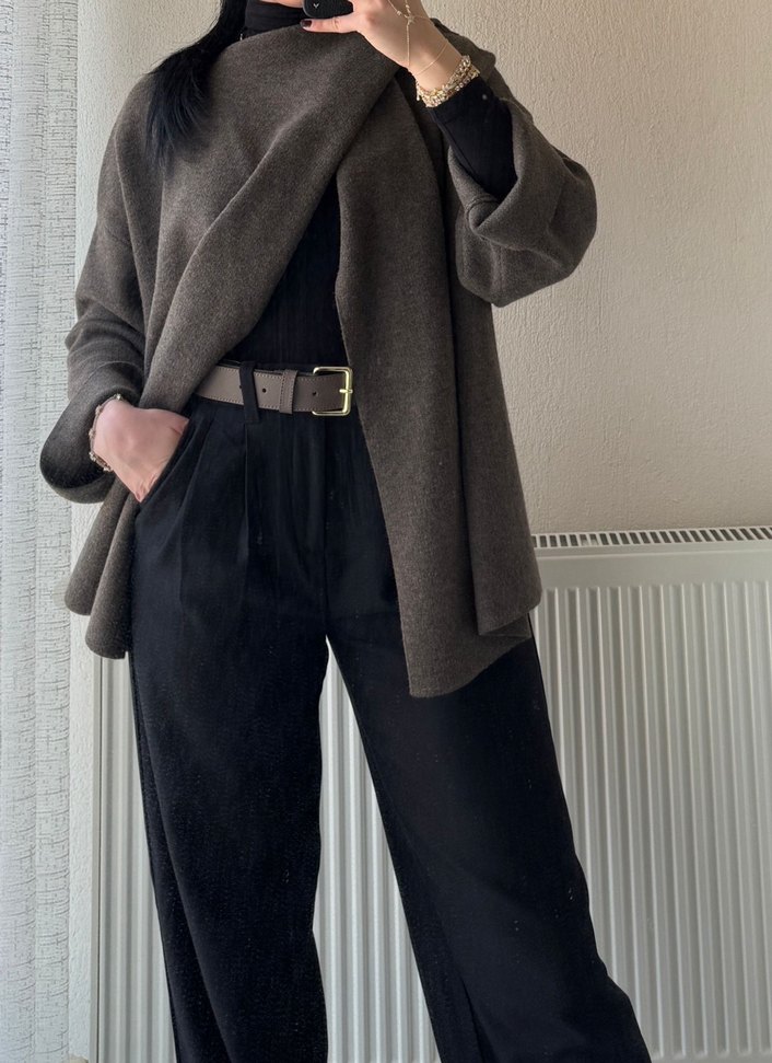 Bej Yün  Triko Midi hırka - Görsel 3