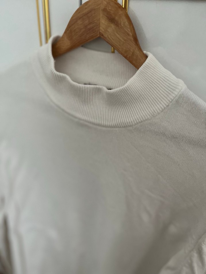 Erkek Beyaz Uzun Kollu Boğazlı Kazak - Görsel 3